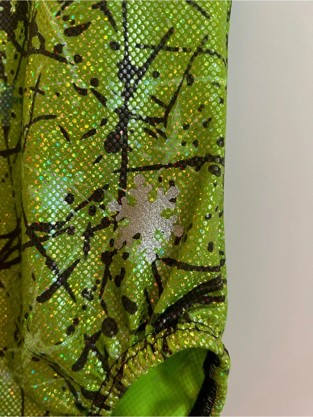 Snowflake Girls' Green Metallic Splash Gymnastics Leotard - Child’s Medium